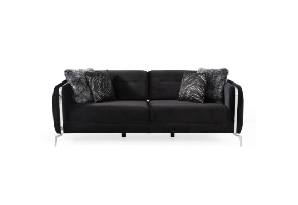Designer Sofa 3 Seater big Couch Upholstery Sofas Design Black Velvet Furniture