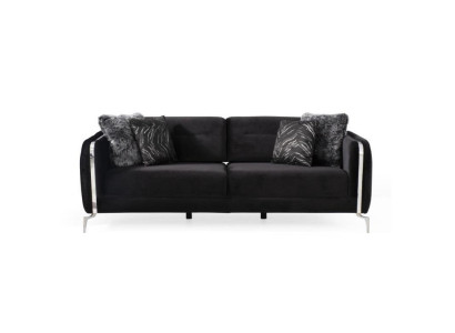 Designer Sofa 3 Seater big Couch Upholstery Sofas Design Black Velvet Furniture