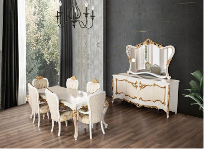Luxury Set Dining room Dining table Chair XL Table Tables Chairs Wood Design 7 pieces new