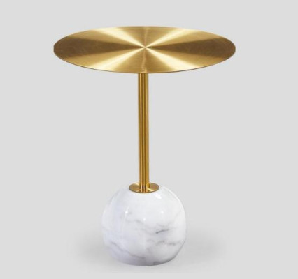 Small round side table with shelf gold plate designer living room