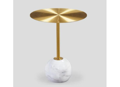 Small round side table with shelf gold plate designer living room