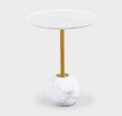 White Side table Stylish Round Living room Coffee table Marble Furniture