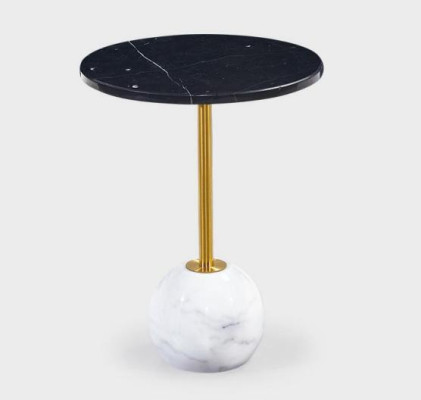 Modern Black Metal Table Living room Furniture Side table Marble