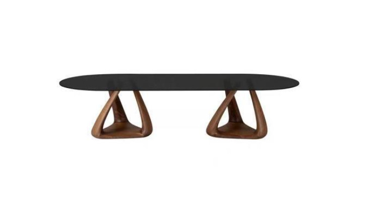 Designer Black Dining room Table Luxury Dining room Furniture Wooden Top Oval