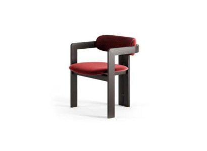 Luxury Red Dining room Chair Wooden Frame Designer Upholstery Single Seater Textile