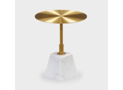 Round high-quality metal side table. Stylish coffee table and design