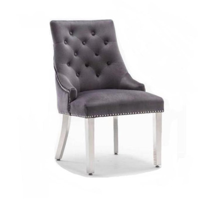 Gray Dining room Chesterfield Chair Textile chair Luxurious single seater