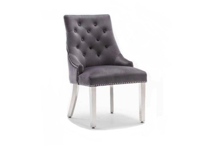 Gray Dining room Chesterfield Chair Textile chair Luxurious single seater