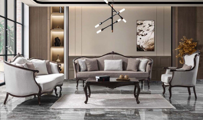 Sofa set three seater armchair fabric sofa suite gray upholstered sofa couch
