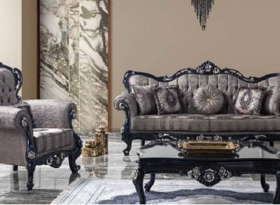 Couch Sofa Set Three Seater Armchair Sofa Suite Gray Upholstered Sofa