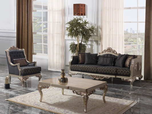 Living room Sofa set Upholstered Sofa Sofa Chesterfield Set Gray Fabric