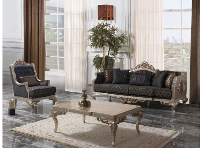 Living room Sofa set Upholstered Sofa Sofa Chesterfield Set Gray Fabric