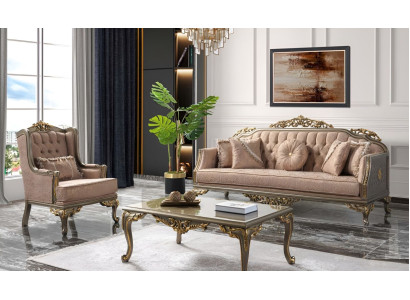 Luxury complete e couch set sofa set fabric sofa beige upholstered sofa