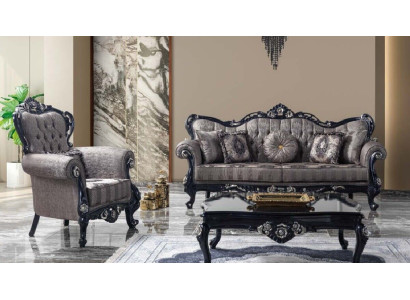 Fabric Sofa Upholstered Sofa Suite Sofa Set Gray Chesterfield Set Sofa