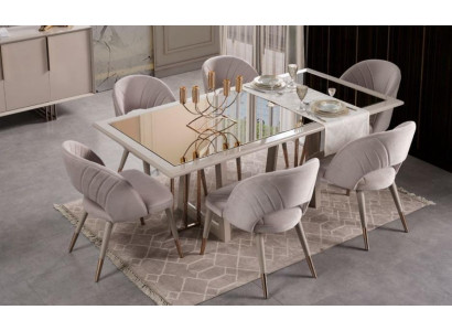 Dining room furniture set Dining room Suite 7pcs Dining table Chairs Beige Wood