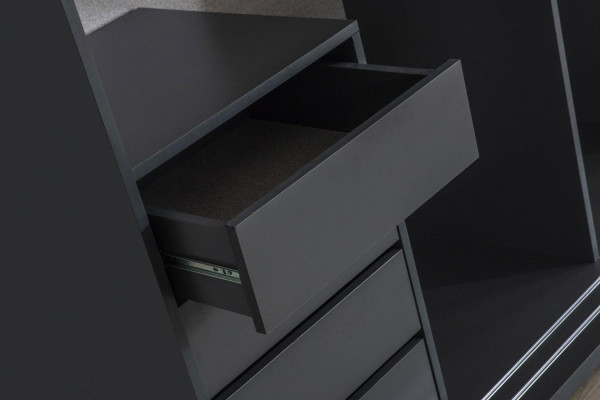 Modern Wardrobe Wardrobe Bedroom Cabinets Gray Wood Mirror