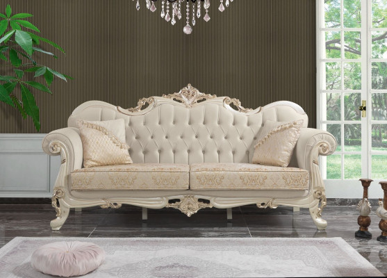 Three Seater Sofa 3 Seat Fabric Sofa Upholstered Sofa Beige Fabric Chesterfield
