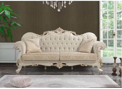 Three Seater Sofa 3 Seat Fabric Sofa Upholstered Sofa Beige Fabric Chesterfield