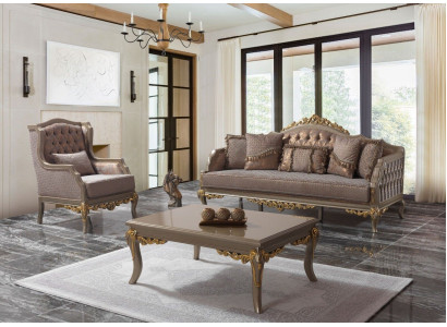 Sofa set upholstered sofa sofa couch brown fabric sofa Chesterfield set couches