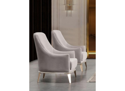 Armchair Group Wing Chair Modern Fabric Seater Polyester 2-piece Set Gray