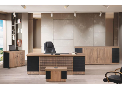 Study room furniture Office Desk Office desk Set 4pcs Wood Brown