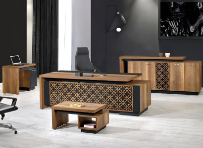Complete Office Office furniture Desk Office Office desk Set 4-piece Wood Brown