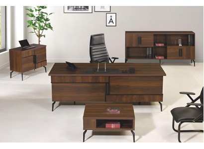 Study room furniture Office Desk Office desk Set 4pcs Wood Brown
