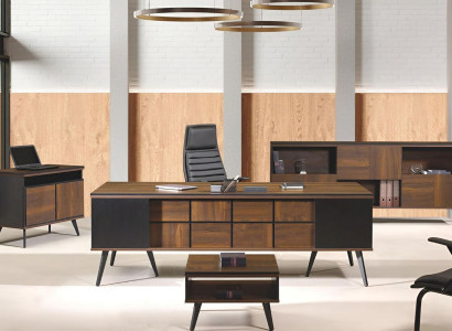 Complete e Study room furniture Desk Office desk 4-piece Wood Brown