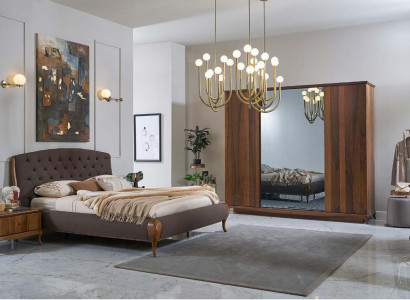 Complete e Bedroom Bed Double bed Set 4pcs Bedroom Brown new