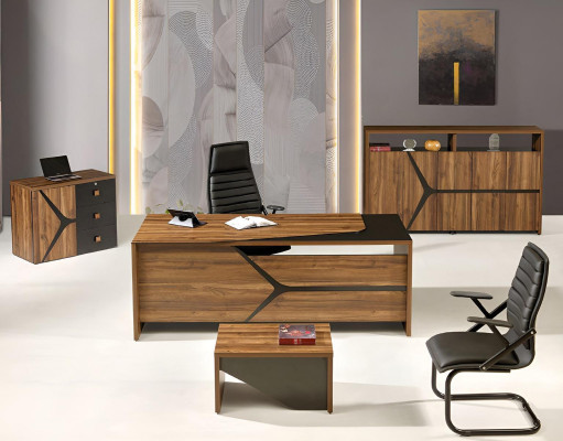 Study room furniture Desk Complete e 4pcs Wood Brown Office furniture