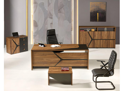 Complete e Study room furniture Desk 4pcs Wood Brown Office furniture
