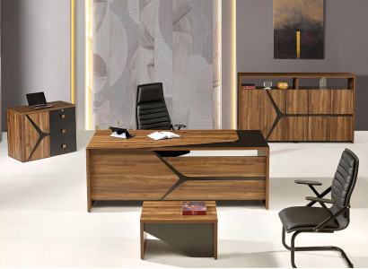 Complete e Study room furniture Desk 4pcs Wood Brown Office furniture