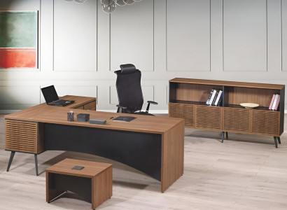 Complete e Study room furniture Corner Office table 3-piece Wood Brown Office furniture