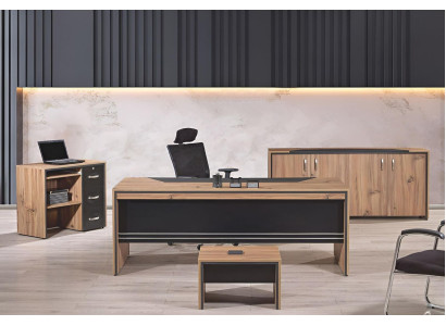 Furniture Office Study room furniture Desk Set 4pcs Wood Black Table