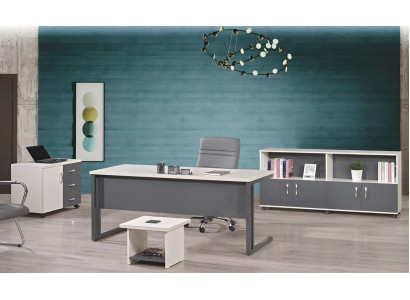 Computer furniture work table Office furniture Desk 4-piece Wood Set Grey