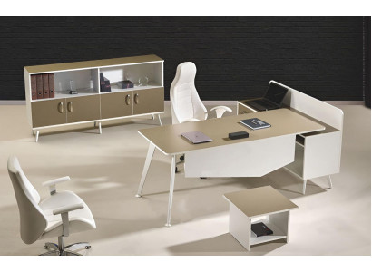 Corner Office table Study room furniture White Complete Office Office 3-piece Wood Set