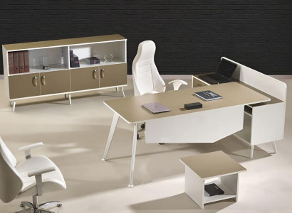 Corner Office table Study room furniture White Complete Office Office 3-piece Wood Set