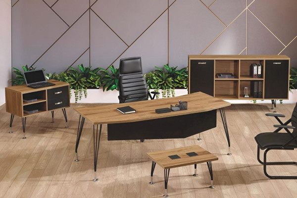 Office furniture Complete Office Desk Office Office desk 4-piece Wood Black