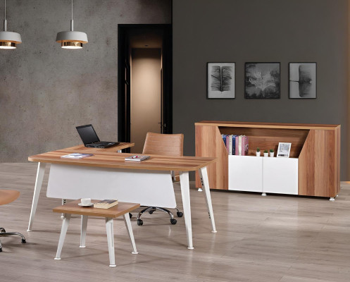 Office furniture White Set 3-piece corner office table Complete Office Wardrobe Wood Group