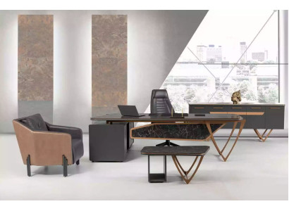 Designer Desk Office Furnishings Luxury Class Corner Desk 3pcs