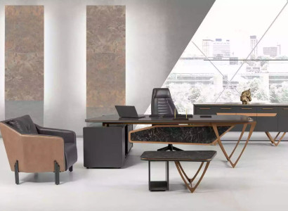 Designer Desk Office Furnishings Luxury Class Corner Desk 3pcs