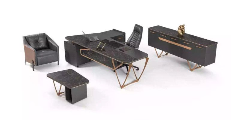 Designer Desk Office Furnishings Luxury Class Corner Desk 3pcs