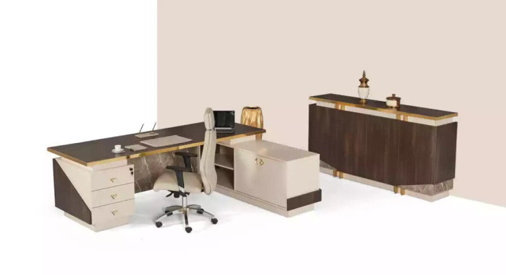 Study room furniture Corner desk Luxury Office cabinet Coffee table 3-piece