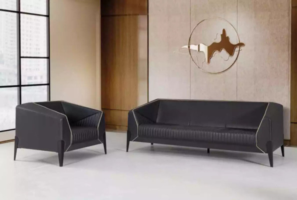 Black Office furniture Sofa set Armchair three seater Complete's Furniture Set