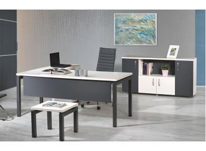 Furniture Office Study room furniture Corner Office table Set 3-piece Wood Gray Table