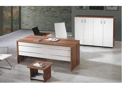 Suite Office Corner Office table Study room furniture Wardrobe 3-piece Wood White