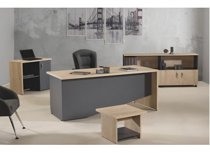 Complete Office Office furniture Desk Office Office desk Set 4-piece Wood Gray