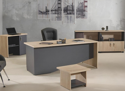 Complete Office Office furniture Desk Office Office desk Set 4-piece Wood Gray