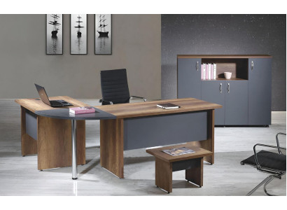 Computer furniture work table Office furniture corner office table 3-piece wood set gray