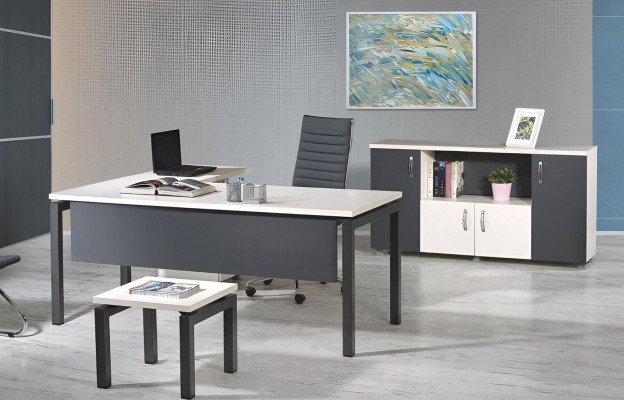 Office furniture gray set 3-piece corner office table Complete Office Wardrobe Wood Group